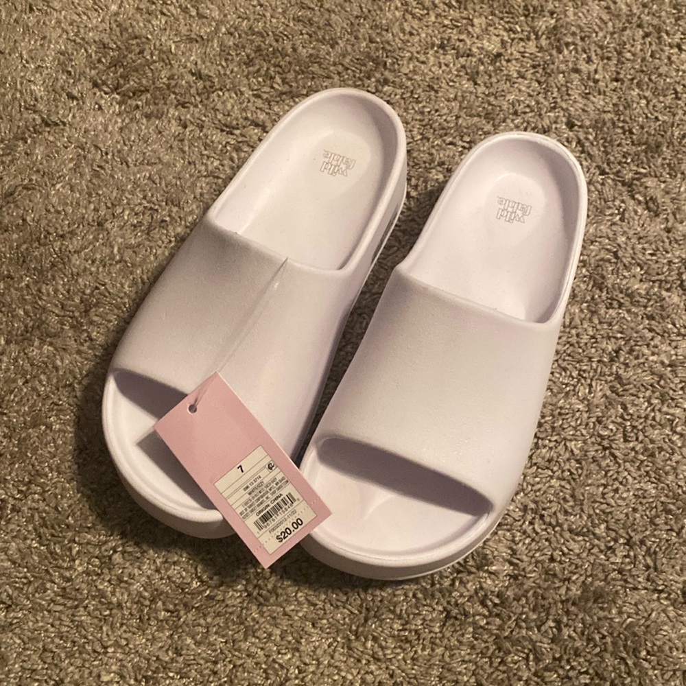 White platform slippers